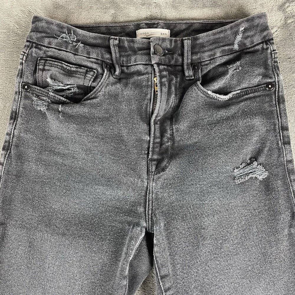 Good American Jeans Womens Size 2/26 Good Waist Black Distressed Jeans - Picture 3 of 11